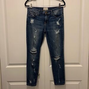 Current/Elliot The Stiletto Dark Shredded Jeans